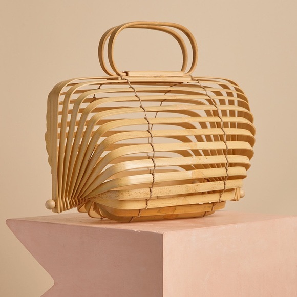 cult gaia Handbags - Cult gaia lilleth natural bamboo bag large